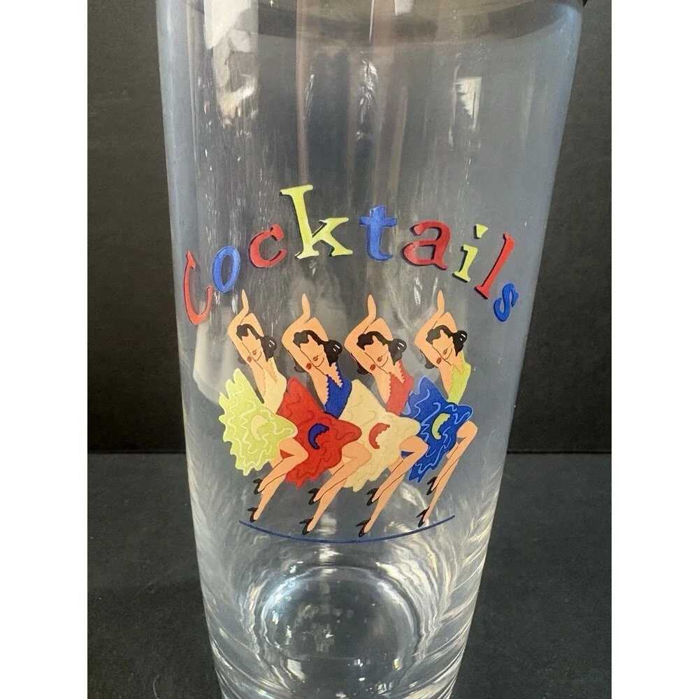 Cocktail Shaker Can Can Dancers with Chrome Top Art Deco Vintage Style
